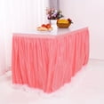 thumbnail image 1 of PiccoCasa Tulle Long Table Skirt for Birthday Decoration Red Pink 30"x108", 1 of 7