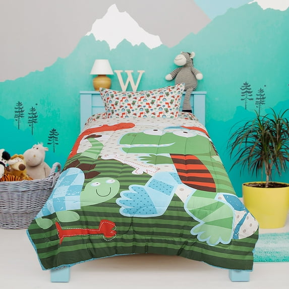 PiccoCasa Twin Polyester Kids Comforter Set Bed in a Bag 4 Piece, Multicolor