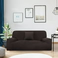 thumbnail image 1 of PiccoCasa Velvet Plush Stretch Sofa Slipcover with Cushion Cover, Coffee Color X-Large, 1 of 6