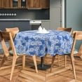 thumbnail image 1 of PiccoCasa Vinyl House Tablecloth Round 71" Dia Blue Flower Pattern Waterproof, 1 of 7