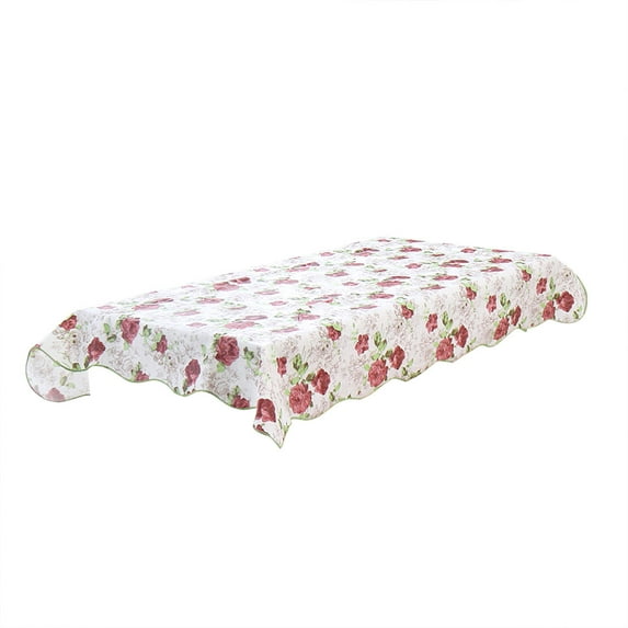 PiccoCasa Vinyl Tablecloth Rectangle 41" x 60" Peony Pattern Printed Waterproof for Wedding Party Decoration