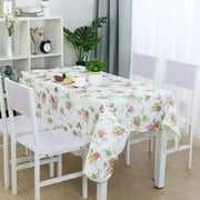 PiccoCasa Vinyl Tablecloth Rectangle 41" x 60" Rose Pattern Floral Waterproof