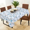 thumbnail image 1 of PiccoCasa Vinyl Tablecloth Rectangle 54" x 71" Blue Flower Pattern Waterproof, 1 of 8