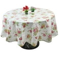 thumbnail image 1 of PiccoCasa Vinyl Tablecloth Round Tables 71" Dia Red Flower Pattern White waterproof, 1 of 7