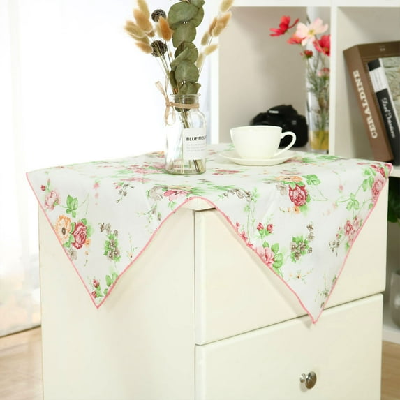 PiccoCasa Vinyl Waterproof Square Tablecloth 24" x 24" Spring Flower Print