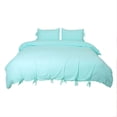 thumbnail image 1 of PiccoCasa Washed Cotton Duvet Cover Set of 3 with 2 Pillowcases, Queen Cyan, 1 of 7