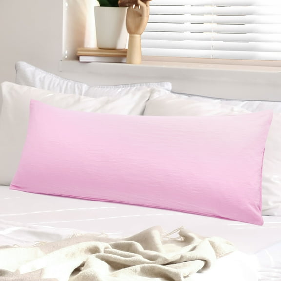 PiccoCasa Washed Microfiber Body Pillowcases Soft Envelope Light Pink 20"x60"
