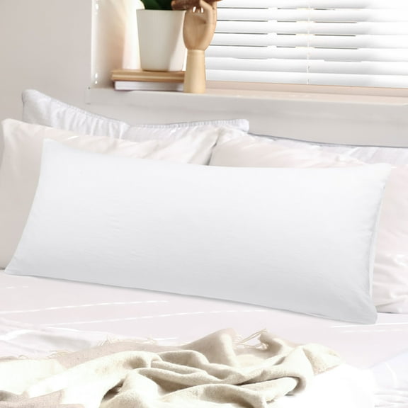 PiccoCasa Washed Microfiber Body Pillowcases Soft Envelope White 20"x54"