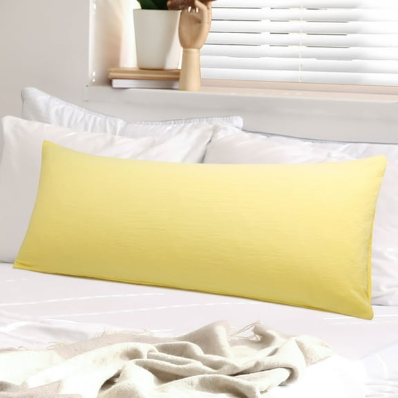 PiccoCasa Washed Microfiber Body Pillowcases Soft Envelope Yellow 20"x54"