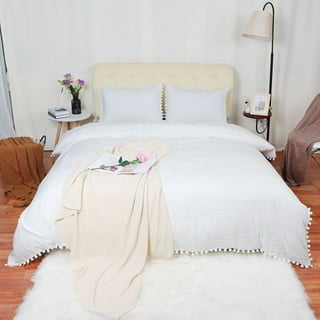  CrushHomes White Comforter Set with Tassel - Breathable Soft  Lightweight Microfiber Aesthetic Farmhouse Bedding Bed Sets (Boho Comforters  and Pillowcase) Twin : Home & Kitchen