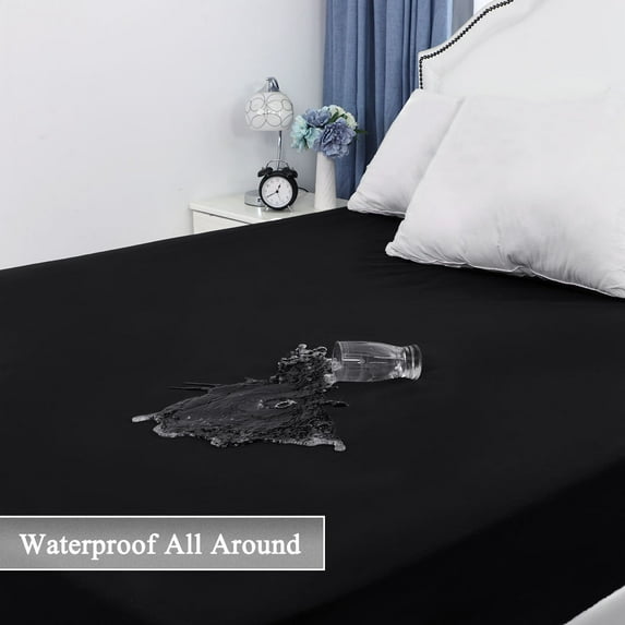 PiccoCasa Waterproof Mattress Protector Brushed Microfiber Bed Cover Pad Black King