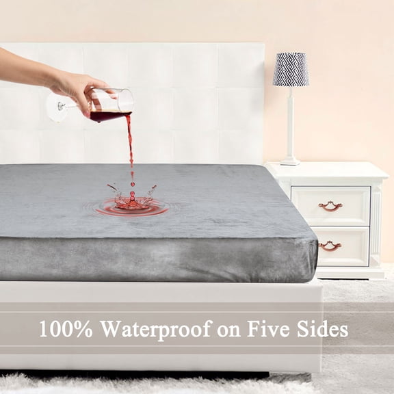 PiccoCasa Waterproof Mattress Protector Pad Cover Bed Fitted Sheet Twin Slate Gray