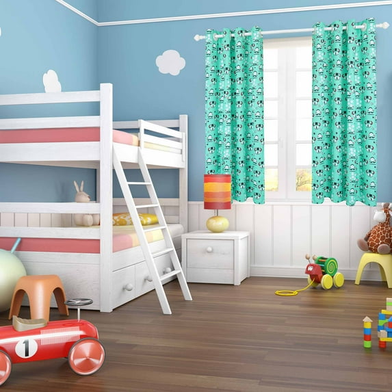 PiccoCasa Window Curtain Panels for Kids'Bedroom 52"W x 63"L 2 Panels Alien Monster Pattern