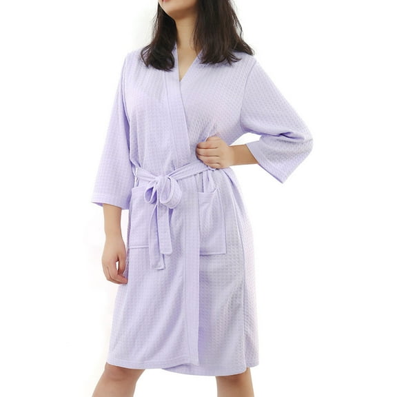 PiccoCasa Women's Turkish Lightweight Waffle Kimono Short Robe
