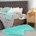 thumbnail image 1 of PiccoCasa Wool Imitation Sheepskin Double Heart Shaped Area Rug for Home, 4 x 2 feet Light Blue, 1 of 8