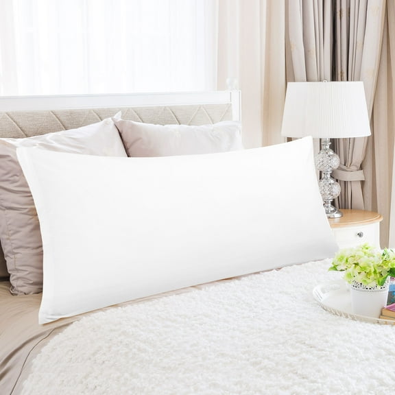 REGALWOVEN Zippered Body Pillow Cover Egyptian Cotton Pillowcases, Queen White