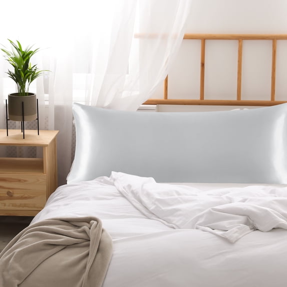 PiccoCasa1 PC Satin Body Pillowcases Soft with Envelope Silver 20"x72"