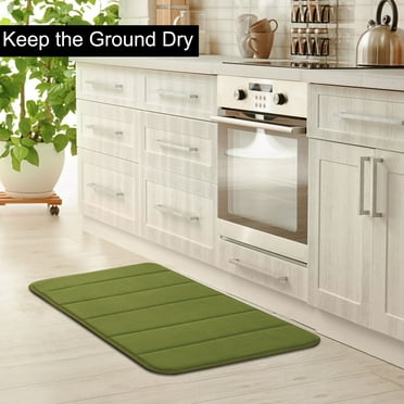 Piccocasa 2 Pcs Bath Floor Mat Rug Memory Foam Absorbent Shower Carpet,  Green 24 x 16 Inch/60 x 40cm