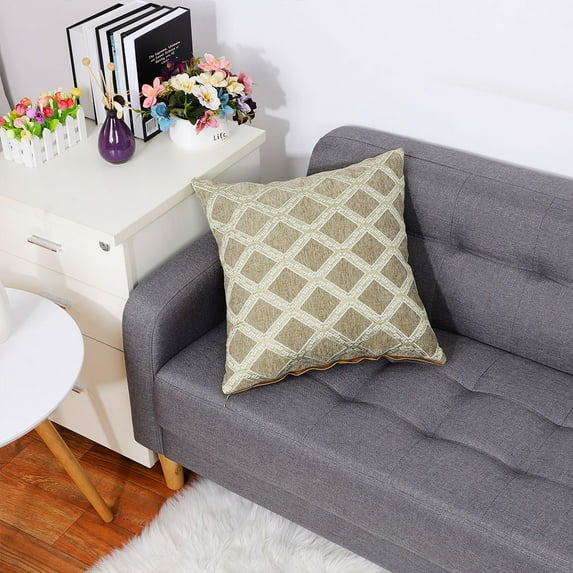 Piccocasa Decorative Throw Pillowcase Geometric Cushion Cover, 18"x18" Brown