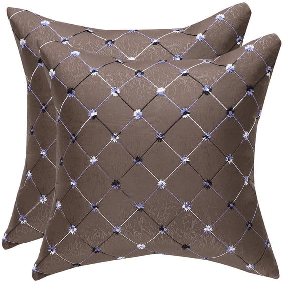 Piccocasa Modern Polyester 2 Piece Decorative Throw Pillow Cover(18" x 18",Dark Brown)