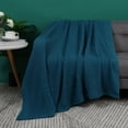 thumbnail image 1 of Piccocasa Soft 100% Cotton Thermal Blanket Waffle Weave Home Decoration Knit Blanket Teal Blue 47" x 70", 1 of 8