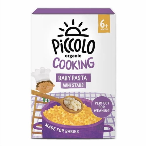 Piccolo Baby Cooking Mini Pasta Stars Organic pasta 6 months+ 300g, British Import (Pack of 3)