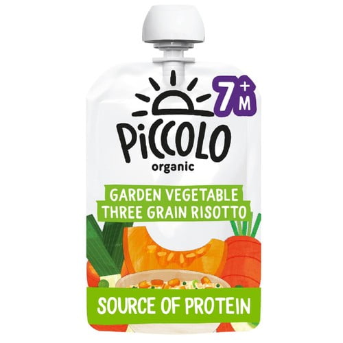 Piccolo Garden Vegetable Three Grain Risotto Pouch, 7 mths+ 130g, British Import (Pack of 2)