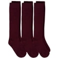 thumbnail image 1 of Piccolo Hosiery Girls School Uniform Knee-High Sock, Pack of Three(Burgundy 8/9), 1 of 2
