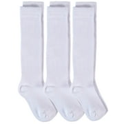 Piccolo Hosiery Girls School Uniform Knee-High Sock, Pack of Three(White 5/6)