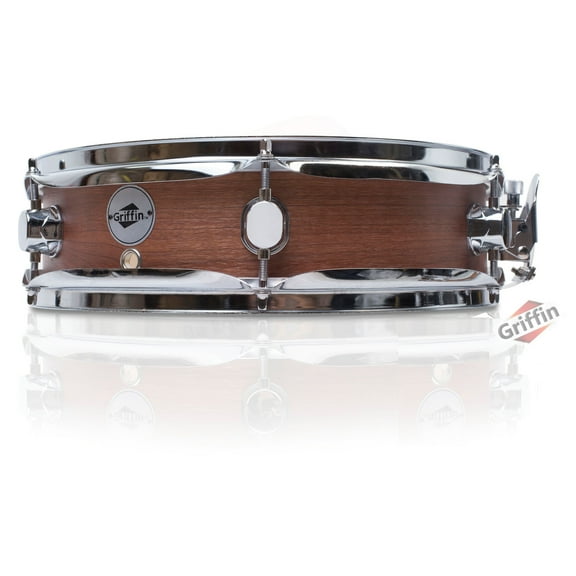 Piccolo Snare Drum 13" x 3.5" by GRIFFIN - 100% Poplar Wood Shell with Black Hickory Finish Coated Drum Head - Drummers Acoustic Marching Kit by GeekStands.com