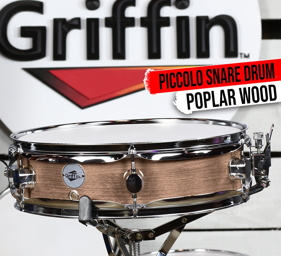 Griffin Piccolo Snare Drum - 13"x3.5" Oak Wood Poplar Acoustic Shell Percussion