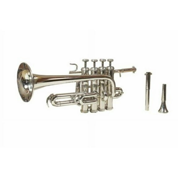 Piccolo trumpet nickel and finish with hard case bag and mouth piece