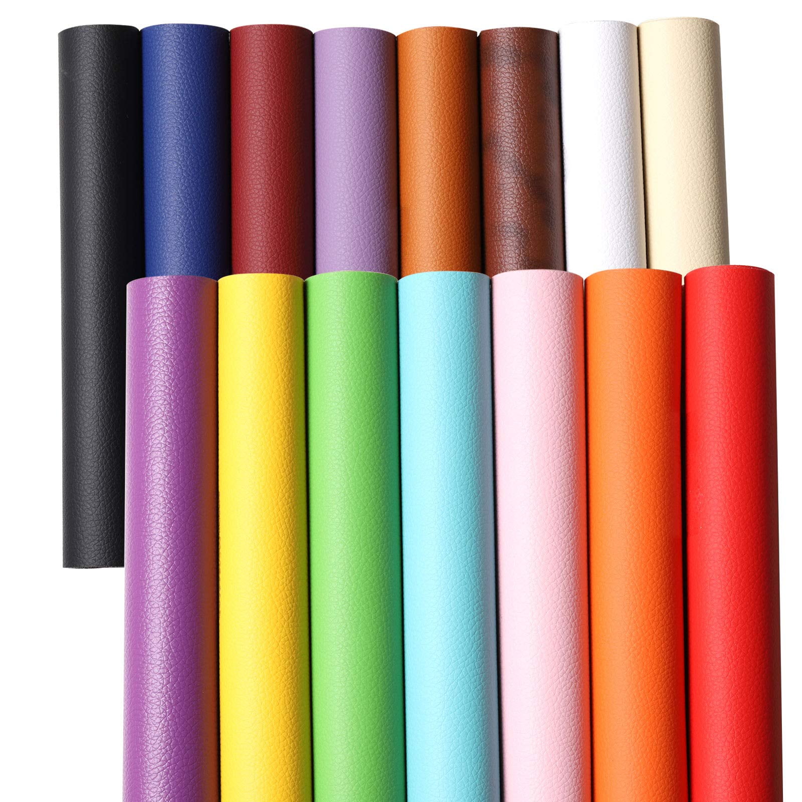 Multicolor PU Faux Leather Sheets for DIY Crafts, 15pcs Set