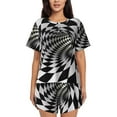 thumbnail image 1 of Picia 3D Vortex Illusion Pajamas Sets for Women Soft Short-Sleeved Pjs with Lounge Shorts Two Piece Sleepwear-Small, 1 of 9