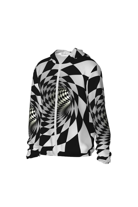 3D Vortex Illusion Women's Men's UPF 50+ Sun Protection Hoodie Shirt Long Sleeve SPF Fishing Outdoor UV Hiking Lightweight Shirts-Large