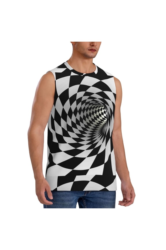 3D Vortex Illusion mens Cotton Tank Undershirts , Moisture-wicking Ribbed Tanks, Lightweight Cotton Tank Undershirts-3X-Large