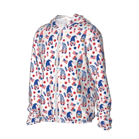 Picia 4th Of July Women's Men's UPF 50 Sun Protection Hoodie Shirt Long Sleeve SPF Fishing Outdoor UV Hiking Lightweight Shirts-3X-Large