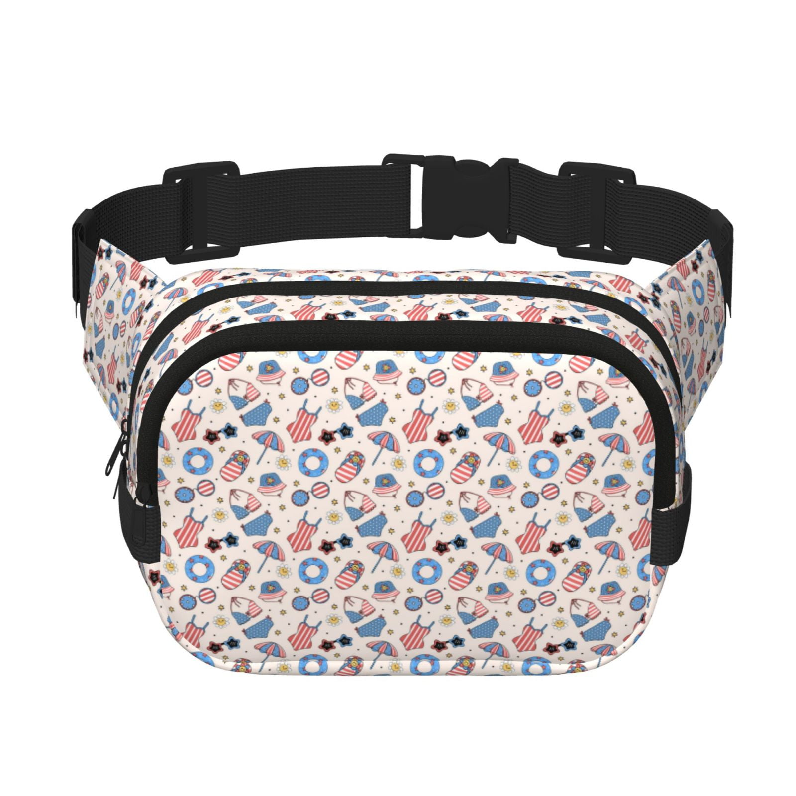 Picia 4th Of July1 Print Square Double-Layer Waist Bag Mini Adjustable Waist Belt Bag Exercise Running Travel Hiking