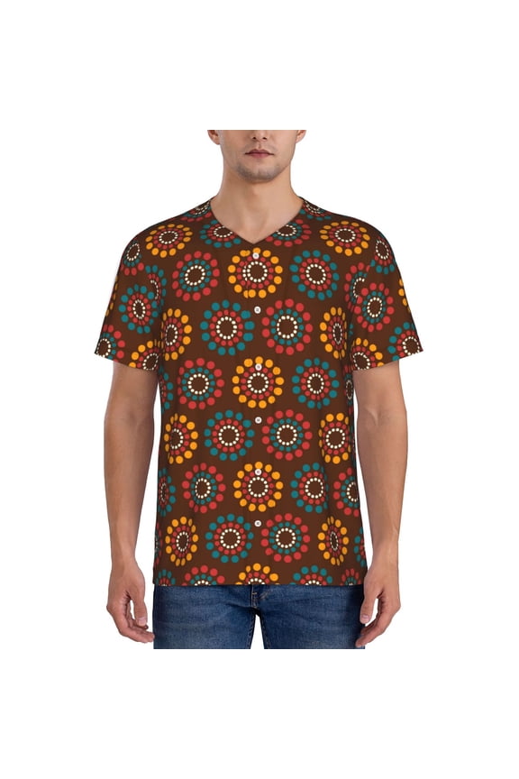 60s and 70s Aesthetic1 Pattern Mens Polo Shirts Quick Dry Short Sleeve Golf T Shirt Performance Moisture Wicking Casual Workout Baseball T-shirt-Large