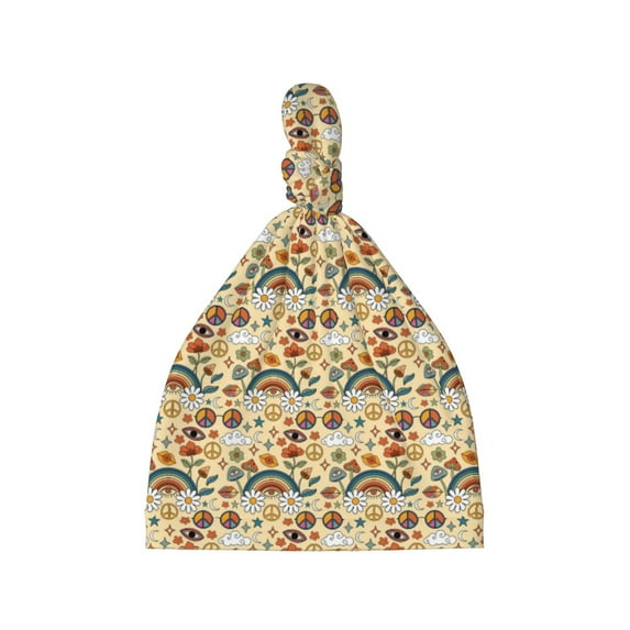 Picia 70s Hippie Style Printed Preemie Hats for Baby Girls Cotton Premature Knot Hats Newborn Hospital Cap Warm Knot Beanie Nicu for Preemie Girls and Boys