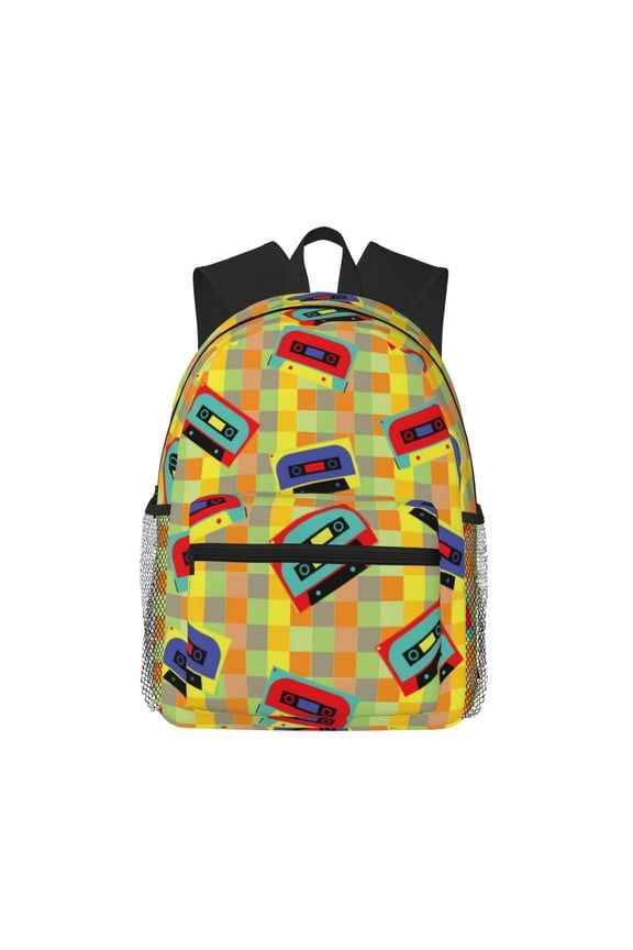 90s Audio Tape Large Capacity Backpack Classic Style Backpack Casual Backpack Water-Resistant School Work Travel Outdoor Backpack