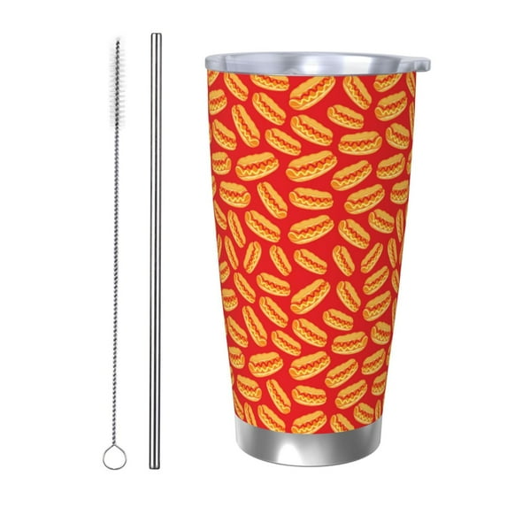 Picia A Big Hot Dog Pattern 20 oz Tumbler Stainless Steel Vacuum Insulated Coffee Ice Cup Double Wall Travel Flask Dual Lid Water Bottle, Eco-friendly Car Cup