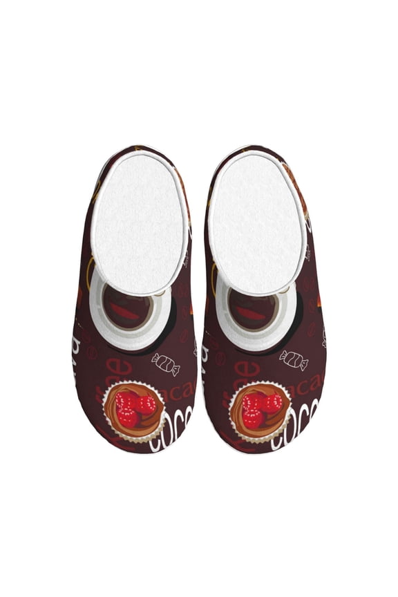 A Cup Of Black Coffee On A Saucer for Women's Lamb-hug Comfy Fleece House Slippers Memory Foam, Slip-on House Shoes Indoor Outdoor-35/36