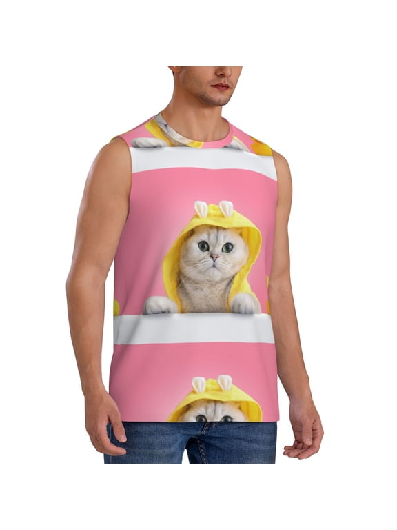 A Funny Cat mens Cotton Tank Undershirts , Moisture-wicking Ribbed Tanks, Lightweight Cotton Tank Undershirts-3X-Large