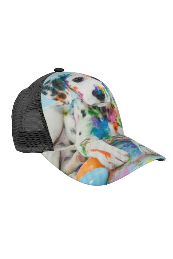 A Funny Little Dalmatian Puppy Pattern Trucker Hat,Baseball Cap,Sun Protection Cap,Stylish Headwear,Leisure Cap,Outdoor Sports Cap