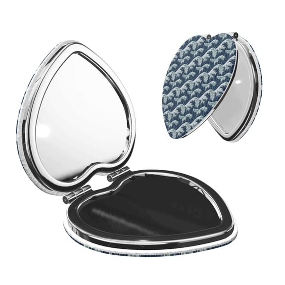 Picia A Japanese Great Wave for Compact Vanity Mirror , Travel Makeup Mirror , Portable Magnifying Cosmetic Mirror for Daily, Work, Business-Heart Shape
