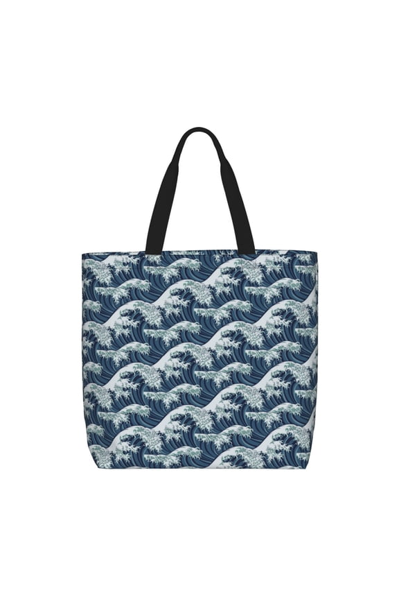 A Japanese Great Wave for Tote Bag for Women with Zipper, Gym Tote with Compartments, Laptop Work Tote Nurse Dance Yoga Bag for Sport, Travel