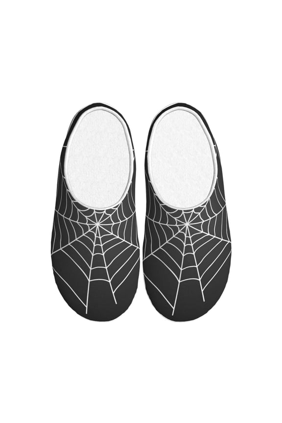 A Web With A Spider for Women's Lamb-hug Comfy Fleece House Slippers Memory Foam, Slip-on House Shoes Indoor Outdoor-44/45