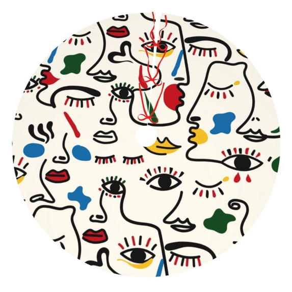 Picia Aabstract Eyes Print Christmas Tree Skirt , Christmas Tree Skirt Ornaments for Merry Christmas Holiday Party Decorations Indoor Outdoor-30"