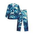 thumbnail image 1 of Picia Abstract Blue Skull Pattern Men’s Long-Sleeve Sleepwear Set - Soft 2-Piece Loungewear with Pockets, Comfy PJs for Relaxing Nights-Large, 1 of 7